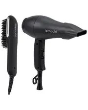 Brocchi Beard Styling Straightening Brush + Mini Travel Dryer