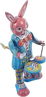 BCOATH Retro Iron Rabbit Drummer Wind up Toy Musical Decorative Figurine for Boys and Girls Adults Decor for Home