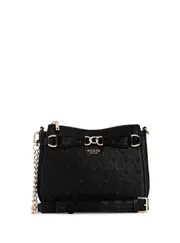 GUESS Women's Black Logo Arlena Crossbody Hobo Bag