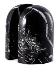 Bey-Berk Black Zebra Marble Dome Bookends