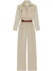 [Saint Laurent Paris] Saint Laurent Paris-Tuta Con Cintura In Twill Di Cotone-Donna 38 FR