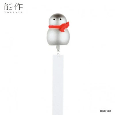 Nousaku Wind Chimes Bell Furin maruo snowman shape Brass silver Made in Japan