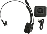 Bluetooth Telephone Headset Rotatable Microphone Comfortable Single Ear Wireless Business Headset with Charging Base for Customer Service
