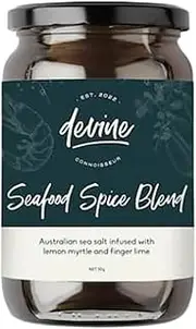 Devine Connoisseur Seafood Spice Blend - Vegan, Gluten Free, Australian Sea Salt Infused with Lemon Myrtle, Finger Lime, and Upcycled Grape Skin - Seafood Seasoning for Fish, Prawns - 50g