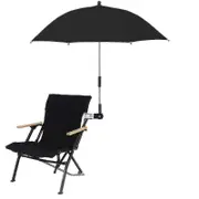 Upf 50+ Chair Umbrella with Universal Clamp - for Patio, Beach, Wheelchairs & Golf Carts in Europe black