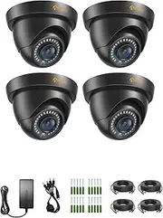 [Anlapus] 4 x 2MP 1080P Outdoor Dome Surveillance Camera Set with BNC Cable and Power Supply, FHD TVI Camera with 20M IR Night Vision