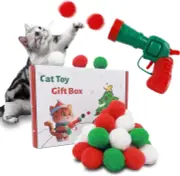 Cat Toys Ball Launcher 31Pcs Christmas Cat Toys for Indoor Cats Festive Cat Toys