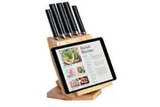 6pc Kamati Avant-Garde Revolving Chef Knife/Knives Block Set w/ Tablet Holder