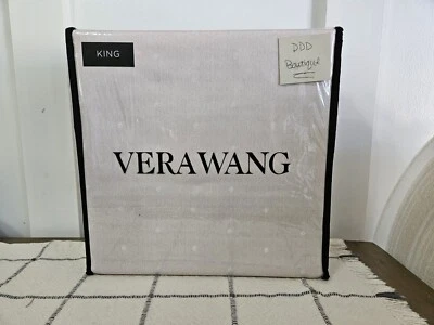 NIP Vera Wang Pink Eyelet Dot KING 4 pc Sheet Set Cotton Luxury Satin Weave