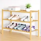 Bamboo Shoe Rack for Closet, 3 Tier Wooden Stackable Shoe Organizer, Free Sta...
