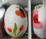 6x Hand-Painted Wooden Easter Eggs Glossy Tulips Basket Filler Table Scatter