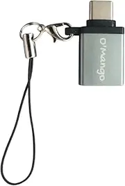 USB-C to USB 3.0 Female OTG Adapter with Lanyard, Mini Converter for Mobile, Keyboard, Laptop, Grey (Pack of 2)