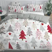 Xmas Tree White Christmas Design Soft Quilt Duvet Doona Cover Set