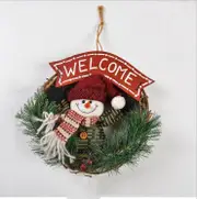 20cm Christmas Wreath for Front Door Hang Garland with Snowman Ornaments Natural Rattan Wreath Holiday Door Hanger