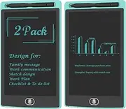 [2 Pack] TIQUS LCD Writing Tablet Pad 8.5 Inch Ewriter Electronic Board and MeMO Notes for Adults at Home and Office Middle Stylus, (Light Blue)