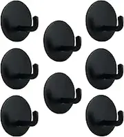Yukrilt Wall Hooks Adhesive Black Sticky Hooks for Hanging, 15lb Capacity, 8 Pack Waterproof Rustproof Stainless Steel Self Adhesive Towel Hooks for Bathroom Kitchen Shower