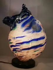 Hand Blown Glass Multiple Swirls of Color Conch Table Lamp