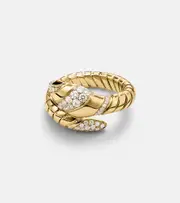 [Bvlgari] Bvlgari Serpenti Tubogas 18kt gold ring with diamonds and onyx O gold