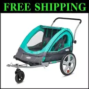 Teal Quick-N-EZ Double Seat Bike Trailer for Kids - Safe & Stylish Adventure