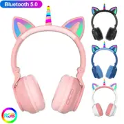 TEQ Cute Kids Headphones Pink Glowing LED Wireless Unicorn Headphone