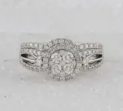 14k White Gold Diamond Bridal Wedding Ring Set 1 Cttw