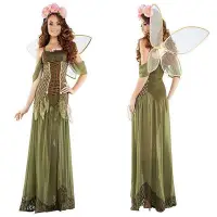 在飛比找Yahoo!奇摩拍賣優惠-熱銷 新款萬圣節服裝森林綠色精靈花仙子公主天使服裝DS演出服