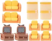 ERINGOGO Doll's House Miniature Sofa Kit 10pcs/kit Mini Sofa Model Mini Television Mini Fridge Photo Prop Decorative Set