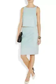 NWT TIBI NEW YORK 6 Leather Skirt Top Canvas Sky Blue Pastel Paneled Set
