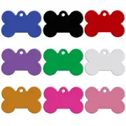 20pcs Aluminum Bone Shaped Dog Tags Custom 9 Colors Collar Pendant No Engraving