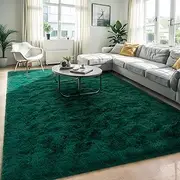 5x8 Fluffy Soft Dark Green Rugs for Living Room Bedroom, Large Plush High Pile Deep Green Carpet for Classroom Kids Boys Playroom Toddler Nursery Dorm Home Decor, Modern Indoor Non Slip Rug