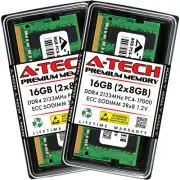 A-Tech 16GB 2x 8GB 2Rx8 PC4-17000 DDR4 2133MHz ECC UNB SO-DIMM Server Memory RAM
