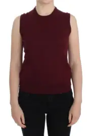 Dolce & Gabbana Red Sleeveless Crewneck Vest Women's Pullover Authentic