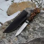 Custom Hand Forged Engraved Viking Knife With Leather Sheath