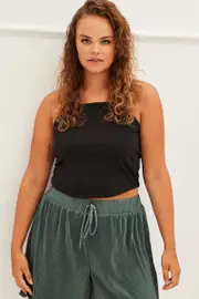 Black Singlet Top Square Neck