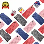 Apple iPhone XS Max XR 8 7 Plus Case Shockproof Woven Pattern TPU Leather Cover