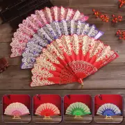 Chinese Lace Flower Hand Held Fan Portable Folding Fans Party Wedding Favours