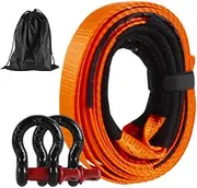 Yabauuop Tow Straps Heavy Duty | Recovery Towing Strap with Hooks,Winch Extension Rope, Sturdy Supplies for Tree Saver, Car Accessories for Trucks, ATV, Vehicles