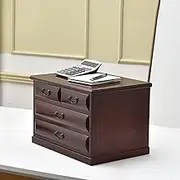 Wooden Desktop Organizer Storage Box with 5 Drawers Office File Cabinet for Data Organization and Desktop Storage