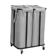 Double Laundry Hamper with Wheels 170L Rolling 170L (22.8×16.1×30.3in) Grey 1