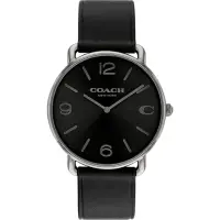 在飛比找momo購物網優惠-【COACH】Elliot C字皮帶手錶男錶-黑面黑皮帶 女