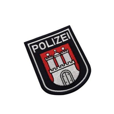 Embroidered German DE National POLIZEI Hook Loop Patch Backing Fastener Badge