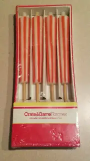 CRATE & BARREL SET OF 4 OUTDOOR WAX TORCHES WITH CITRONELLA (NEW)
