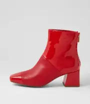 New Django & Juliette Vitch Red Patent Leather Ankle Boots Womens Shoes Casual