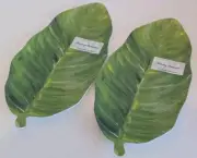 2 Tommy Bahama 15.75" Green Banana Leaf Melamine Plate Platter Tray, Brand New