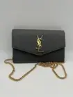 YSL Uptown Wallet on Chain in Grained Leather $1490