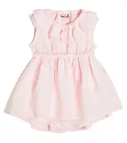 [Il Gufo] Il Gufo Baby ruffle-trimmed linen dress M 6 pink