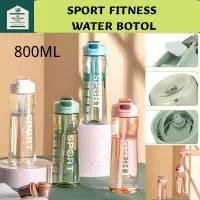在飛比找蝦皮購物優惠-新款韓式時尚800ml運動健身塑料水瓶矽膠便攜運動健身太空杯