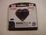 NEW - FIDO ENGRAVABLE PET I.D. TAG - SILVER HEART WITH PINK TRIM