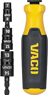 [VACO] VAC1071 Impact Driver, 7-in-1 Metric Multi-Bit Impact Flip Socket Set with Handle, Magnetic, 6 Hex Sizes and 1/4-Inch Bit Holder