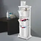 Laundry Basket Clothes Washing Storage Hamper Bin Wheeled Removable 3 Tier Shelf